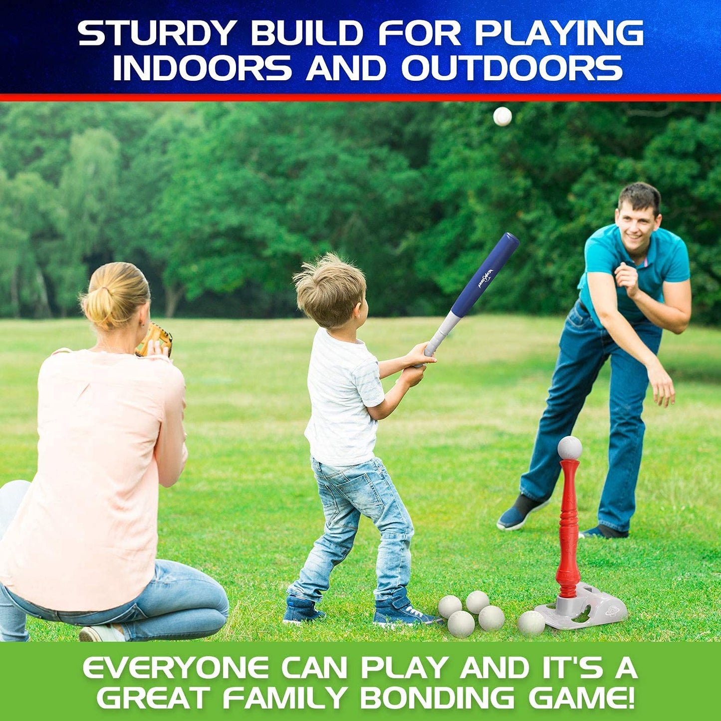 Eagle Stone T-Ball Set for Toddlers, Kids Baseball Tee Game Includes 6 Balls - Adjustable T Height, Fun t Ball Set Adapts with Your Child's Growth Sports, Improves Batting Skills for Boys &Girls