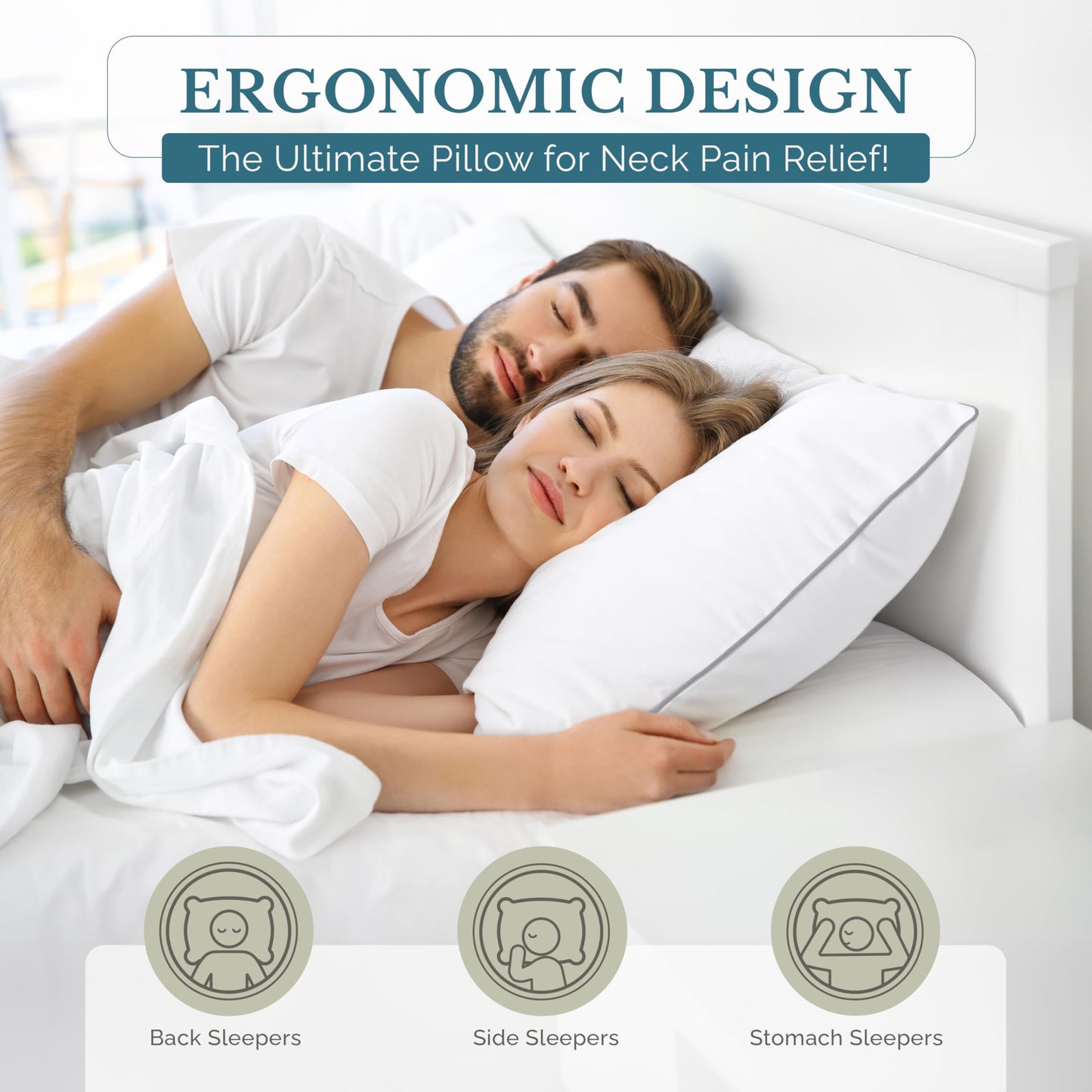 Casa Platino Down Alternative Bed Pillows 2 Pack Queen Size (20x30) - Soft & Supportive Hotel Quality Sleeping Pillows for Side & Back Sleepers