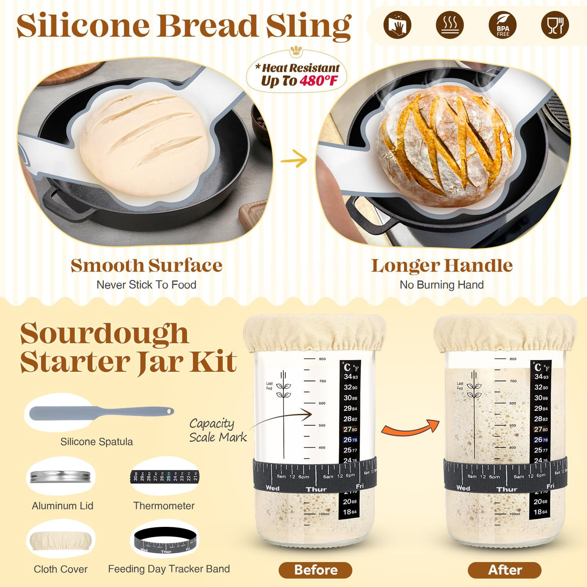 Sourdough Bread Starter Kit, Sourdough Starter Kit, Sour Dough Starter Kits, Baking Essentials, Gifts for People Who Love Baking Sourdough Starter Jar Sourdough Tools