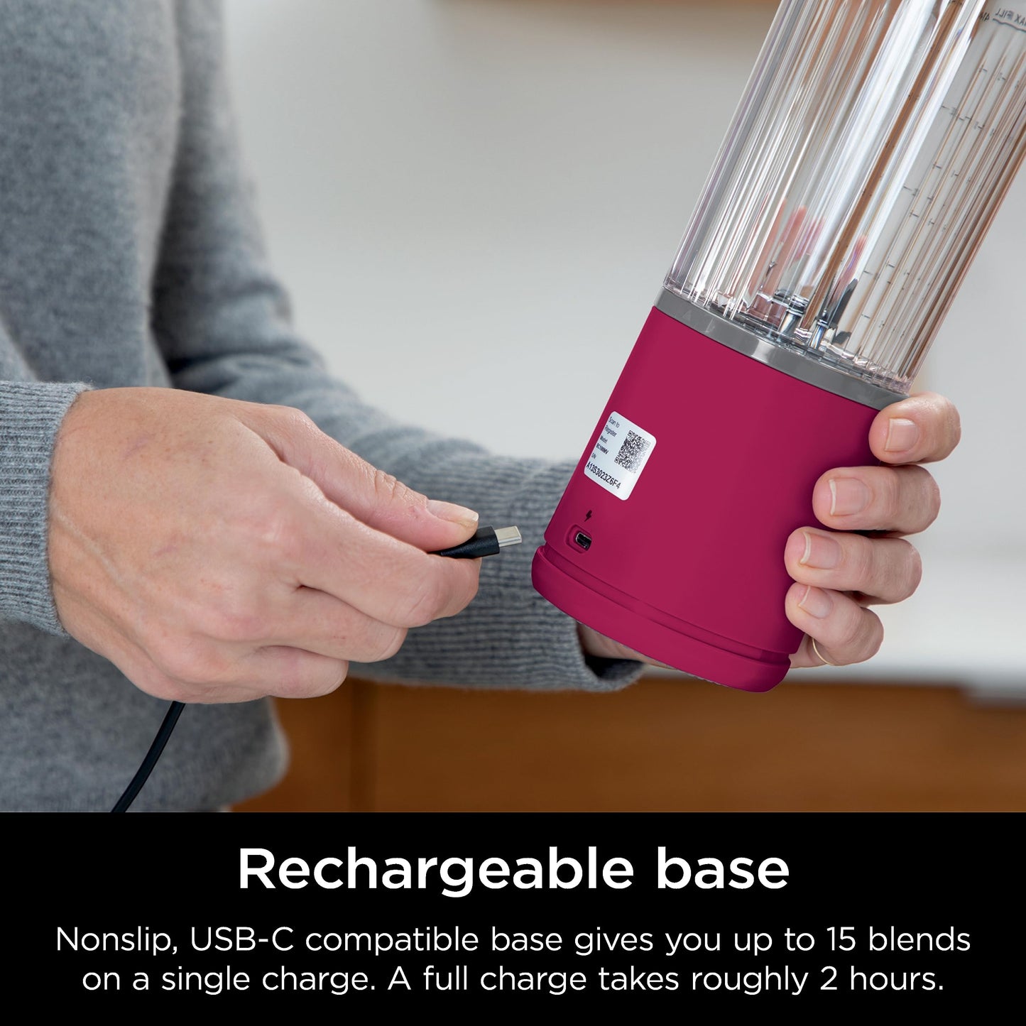Ninja Blast Portable Blender, Cordless, 16oz. Vessel, Personal Blender for Shakes & Smoothies, BPA Free, Leakproof Lid & Sip Spout, USB-C Rechargeable, Dishwasher Safe Parts, Cranberry, BC100CRC