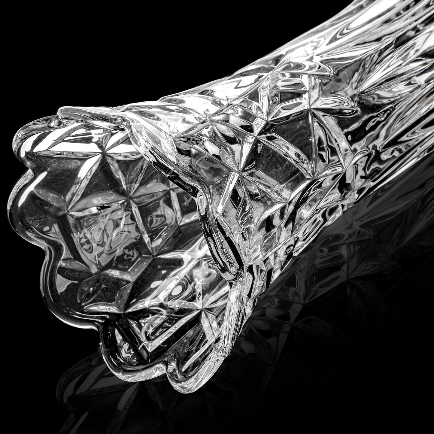 Dicunoy Set of 2 Glass Flower Vase, 9.5" Large Crystal Vase, Clear Flower Vases for Centerpieces, Modern Crystal Rose Vase, Heavy Duty Cylinder Flared Vase with Heavy Base for Home Office Decoration