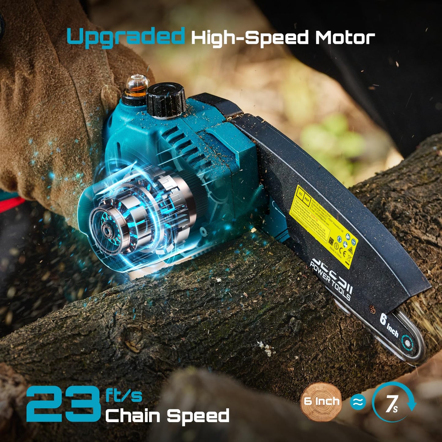 SEESII Mini Chainsaw 6 Inch: Electric Chainsaw with 2PCS 4000mAh Batteries & Oiler - 900W Motor for Quick Work - Saw for Branch Cutting - Gifts for Father Day Men Women Dad Mom Gardener (M6 Pro)