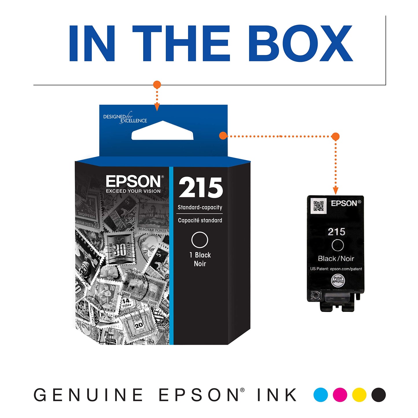 EPSON 215 Ink Standard Capacity Black Cartridge (T215120-S) Works with Workforce WF-100, 110 and EC-110