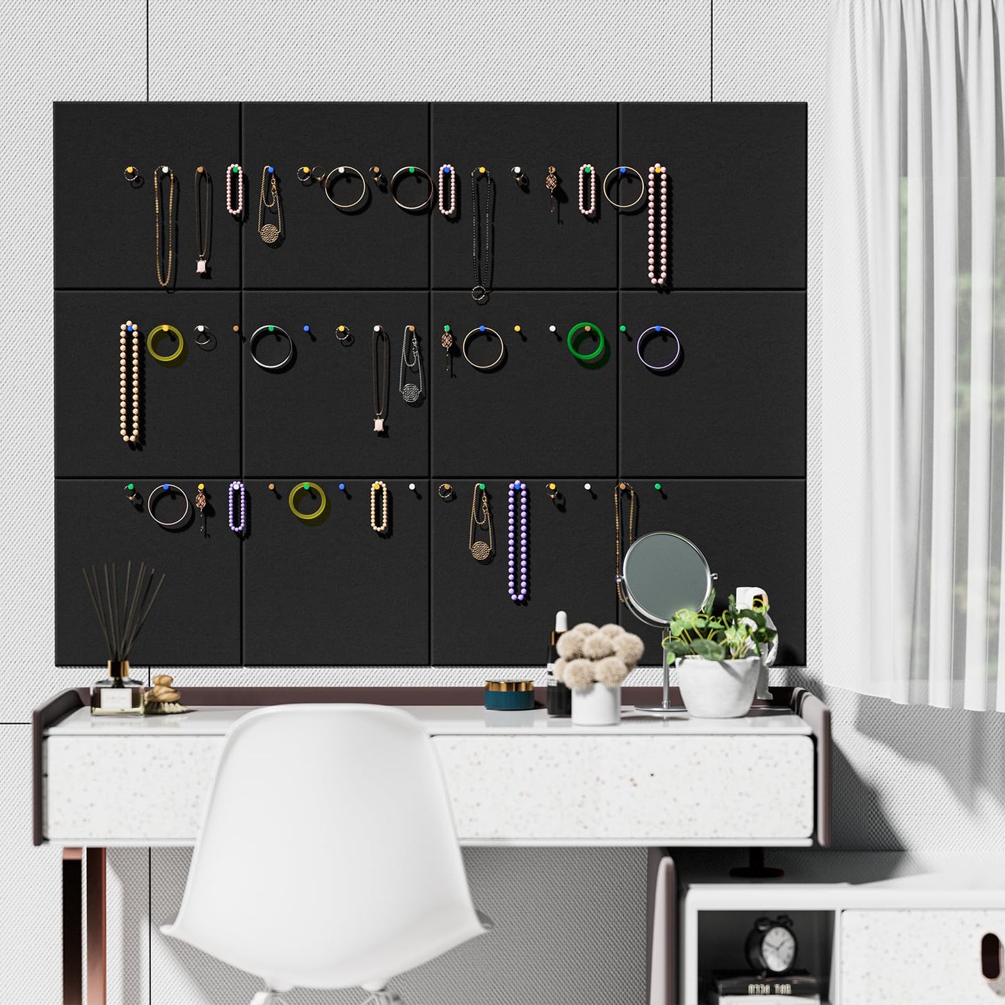 MaxGear Large Cork Board for Wall 48" x 36" Black Bulletin Board, 12 Pack Felt Wall Tiles with Pushpins, Cork Boards for Office Pin Board Tack Board for Photo Meno Decor