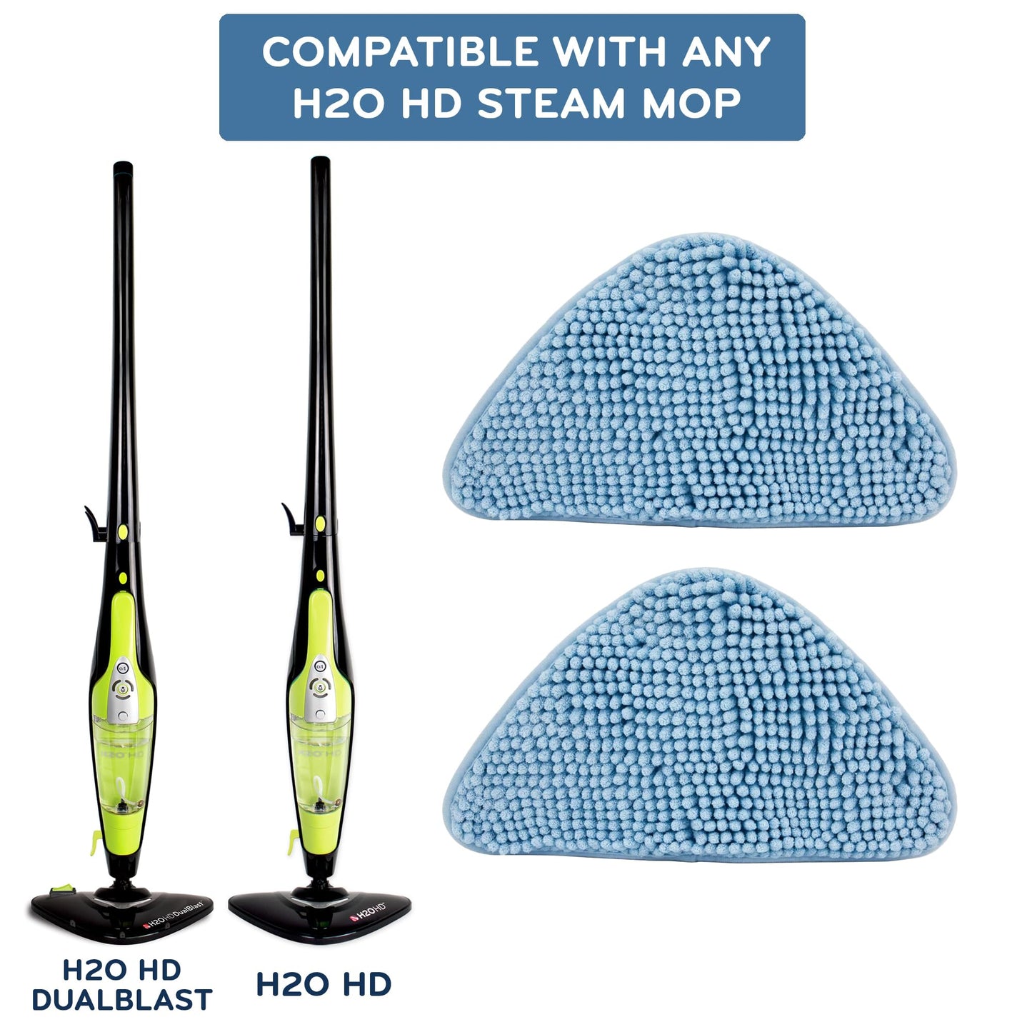 H2O MOP HD Steam Mop Accessories (2pk Coral Replacement Floor Pads- H2O HD)