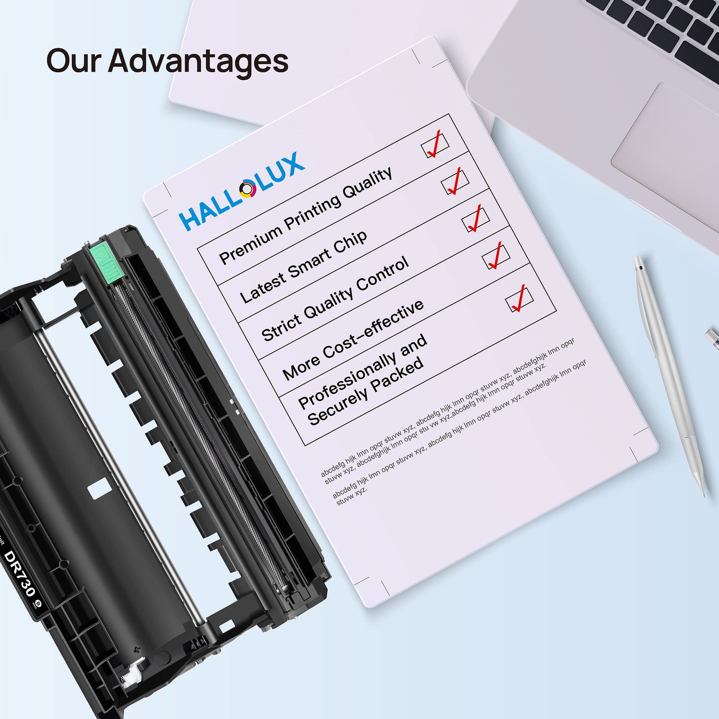 HALLOLUX DR730 DR 730 Drum Unit 2 Pack Replacement for Brother Dr730 DR-730 use with TN760 / TN730 Toner Cartridge to use with Brother HL-L2350DW HL-L2370DW MFC-L2710DW HL-L2390DW HL-L2395DW