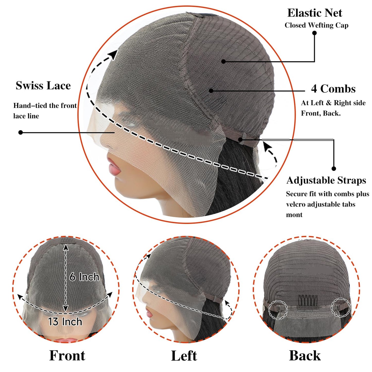 13x6 Lace Front Wigs Human Hair for Women 180 Density HD Transparent 24 Inch Straight Lace Front Wigs Human Hair Pre Plucked Glueless Lace Frontal Wigs Natural Black Color