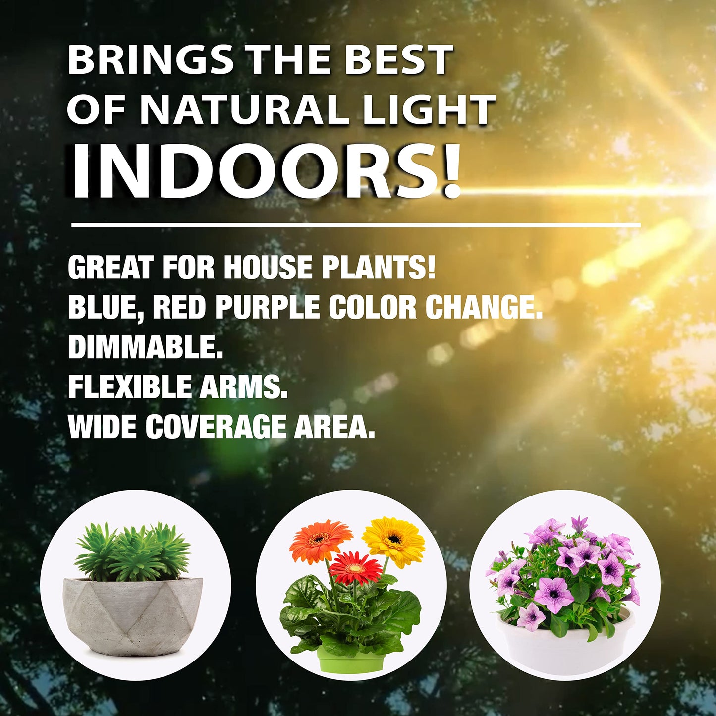 Bell+Howell Growburst 24” Indoor Plant Growing Lamp with 8 Brightness Settings, 3 Light Modes Including Full Spectrum UV Light As Seen On TV