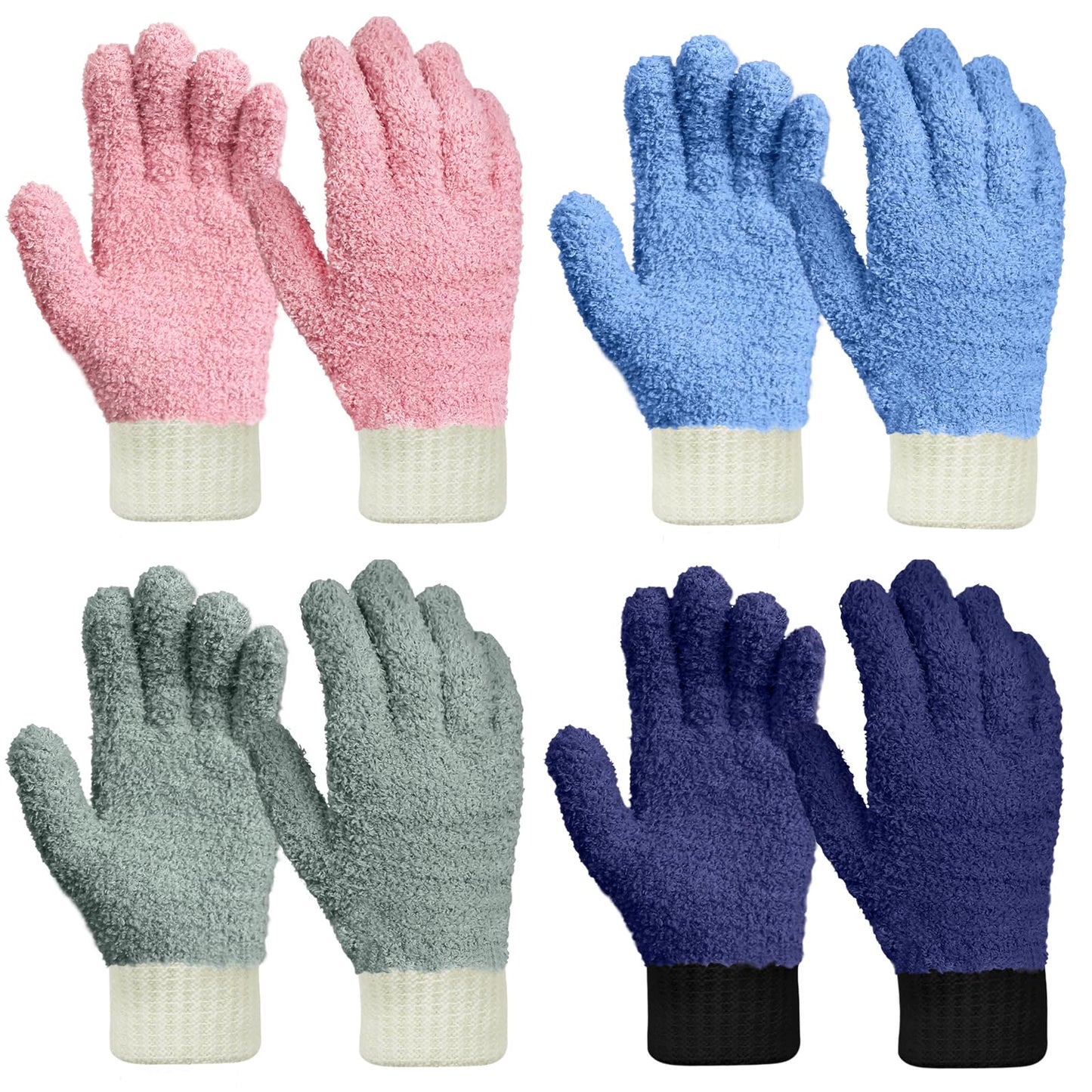 Microfiber dusting Gloves Clean Hard-to-Reach Places Car Detailing Blind Cleaning Highly aborbent Lint Free Multicolor 4prs L/XL