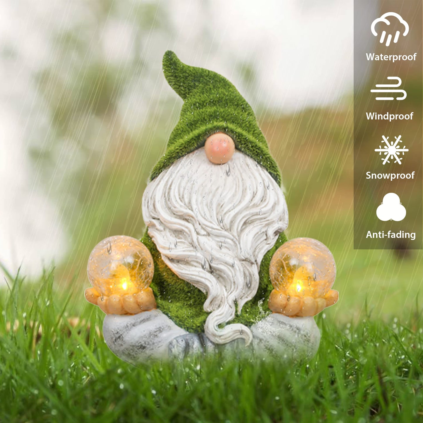 TERESA'S COLLECTIONS Garden Gnomes Decorations for Yard with Solar Lights, Yoga Gnome Resin Flocked Zen Garden Sculptures & Statues for Outdoor Front Porch Patio Santa Decor, Ideal Gifts, 8"