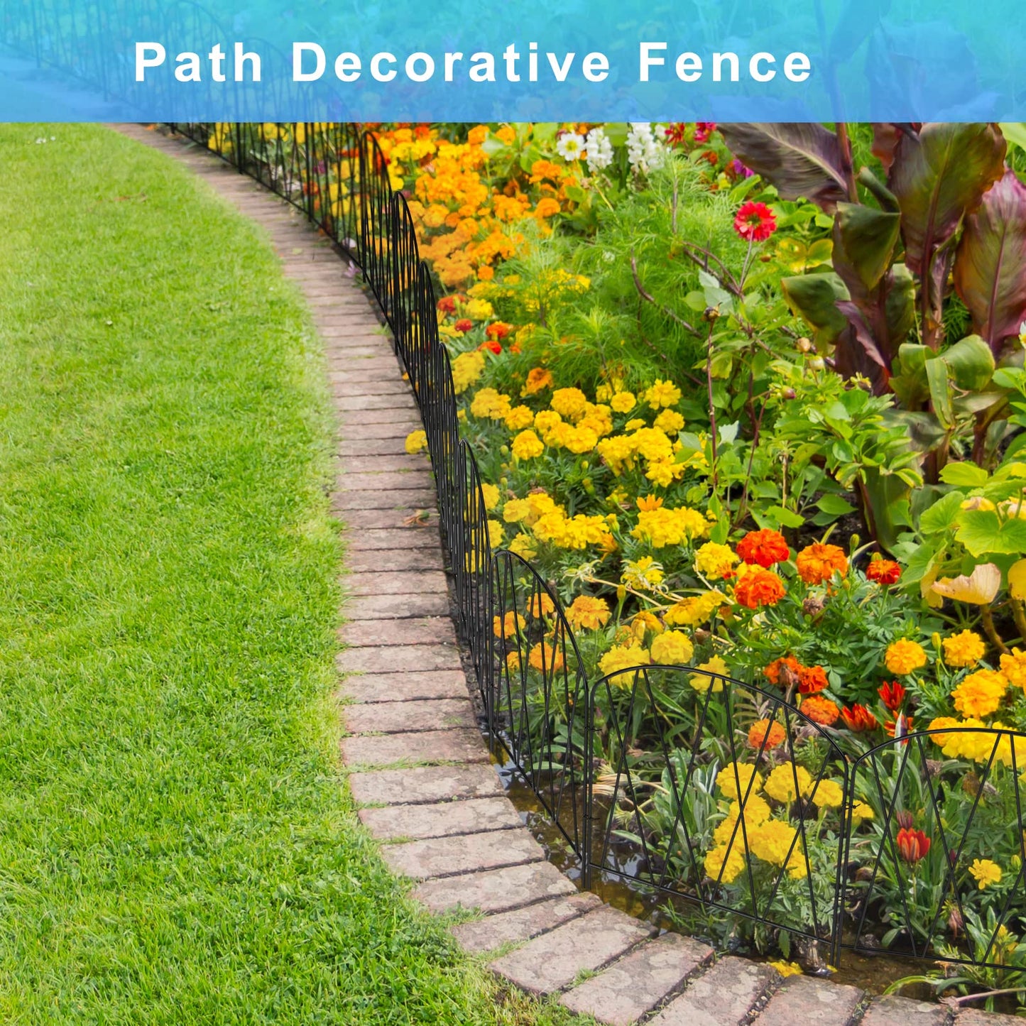 24 Packs Decorative Fence 24.8ft (L) x 15.9in (H) Garden Fencing Panels Small Rustproof Garden Animal Barrier Fence Border for Yard Patio Flower Beds Landscape Outdoor