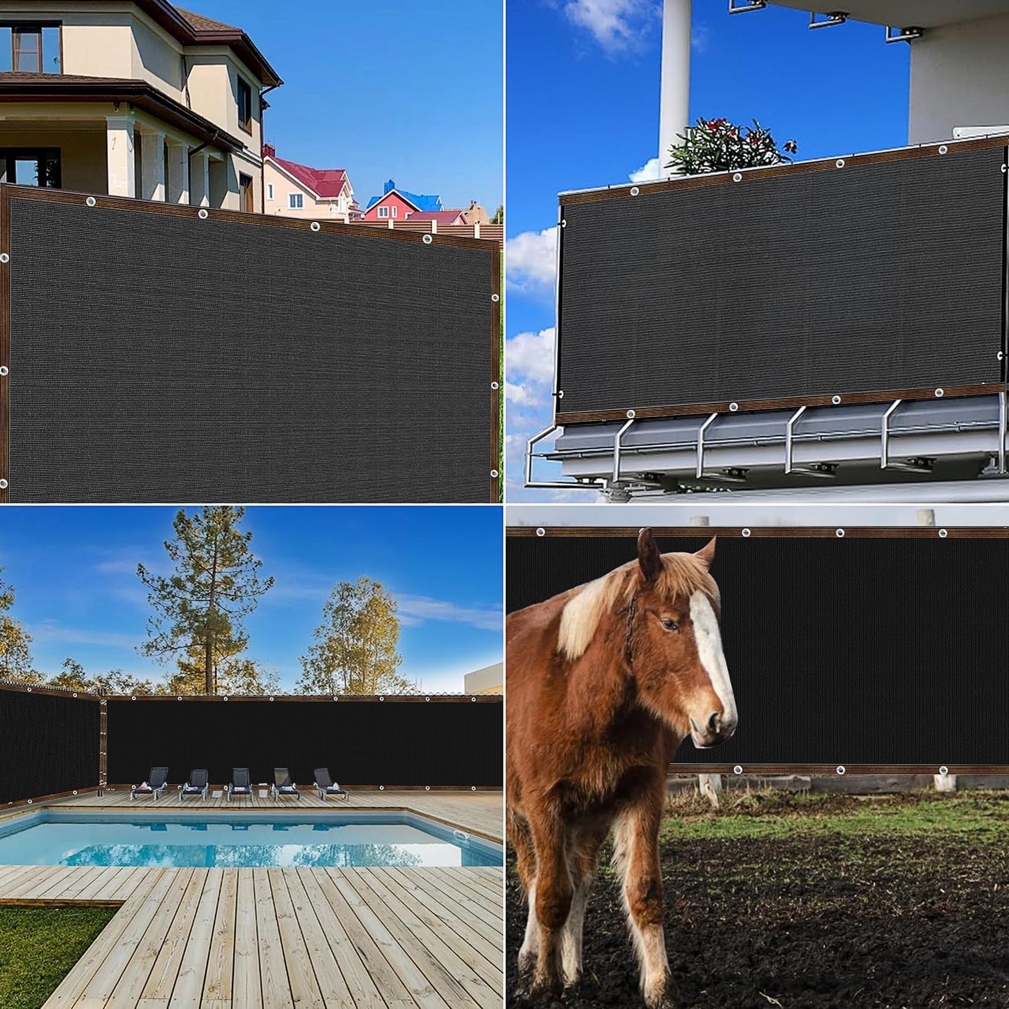 5' x 50' Privacy Screen Fence Heavy Duty,Fencing Mesh Shade Net Cover, Blockage Fence for Outdoor Wall Garden Yard Backyard Pool,Cable Zip Ties Included,Black (5x50 Ft)