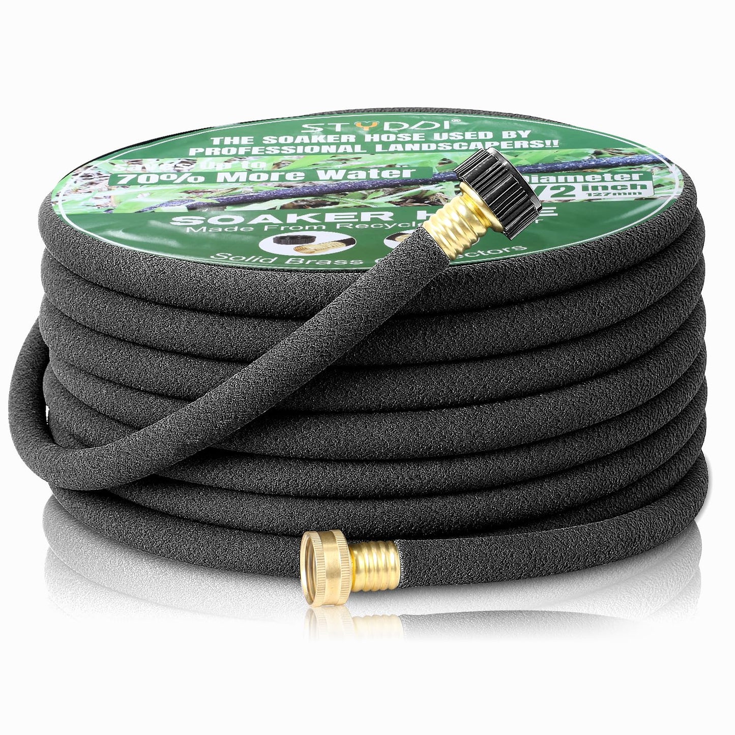 STYDDI Soaker Hose, 1/2" x 50 FT Round Soaker Garden Hose, Heavy Duty Water Seeper Hose Great for Garden Vegetable Beds, Lawn and Plants