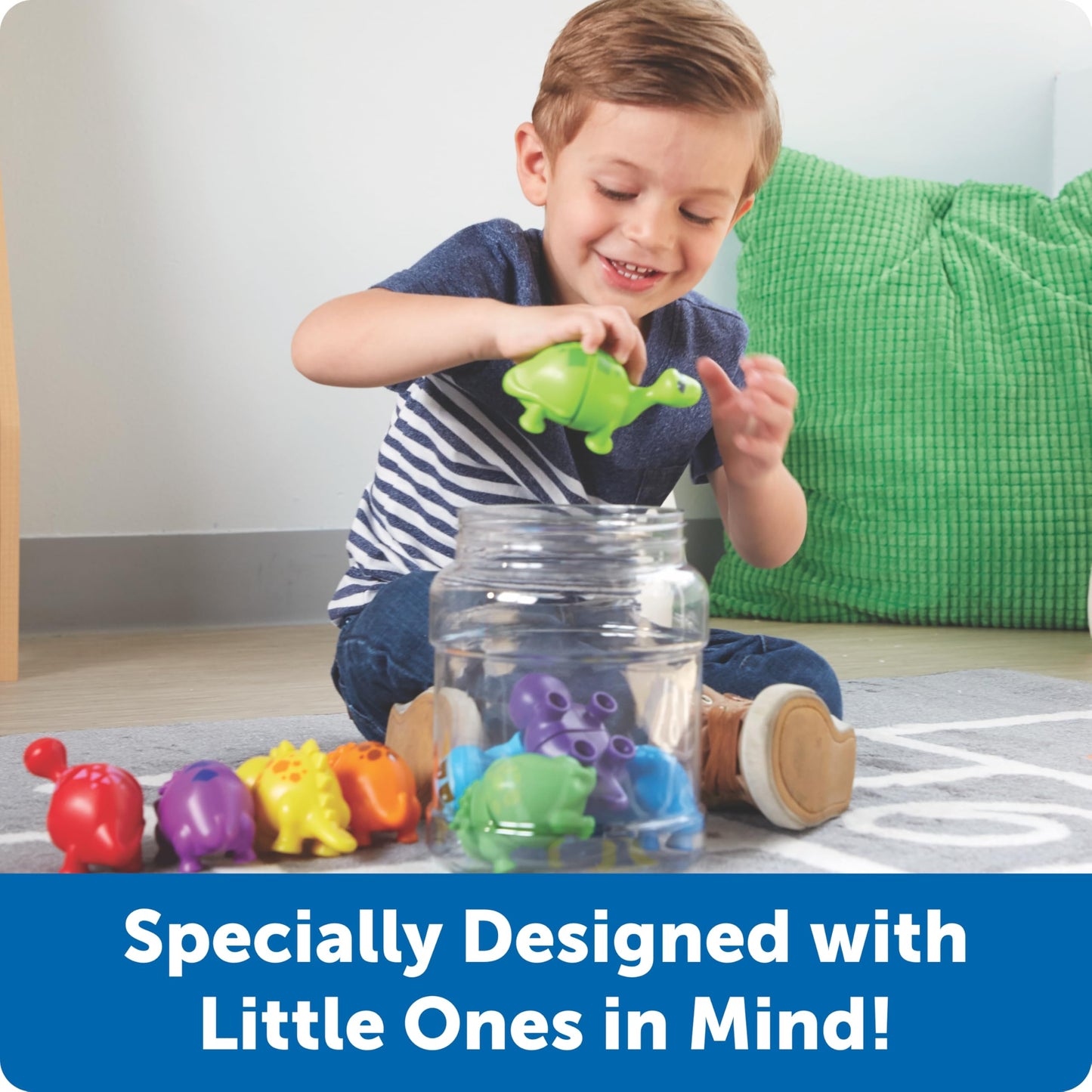 Learning Resources Snap-n-Learn Matching Dinos - 18 Pieces, Ages 18+ months Toddler Fine Motor Toys, Counting & Sorting Toy, Shape Sorting, Dinosaurs Toys, Sensory Bin Toys