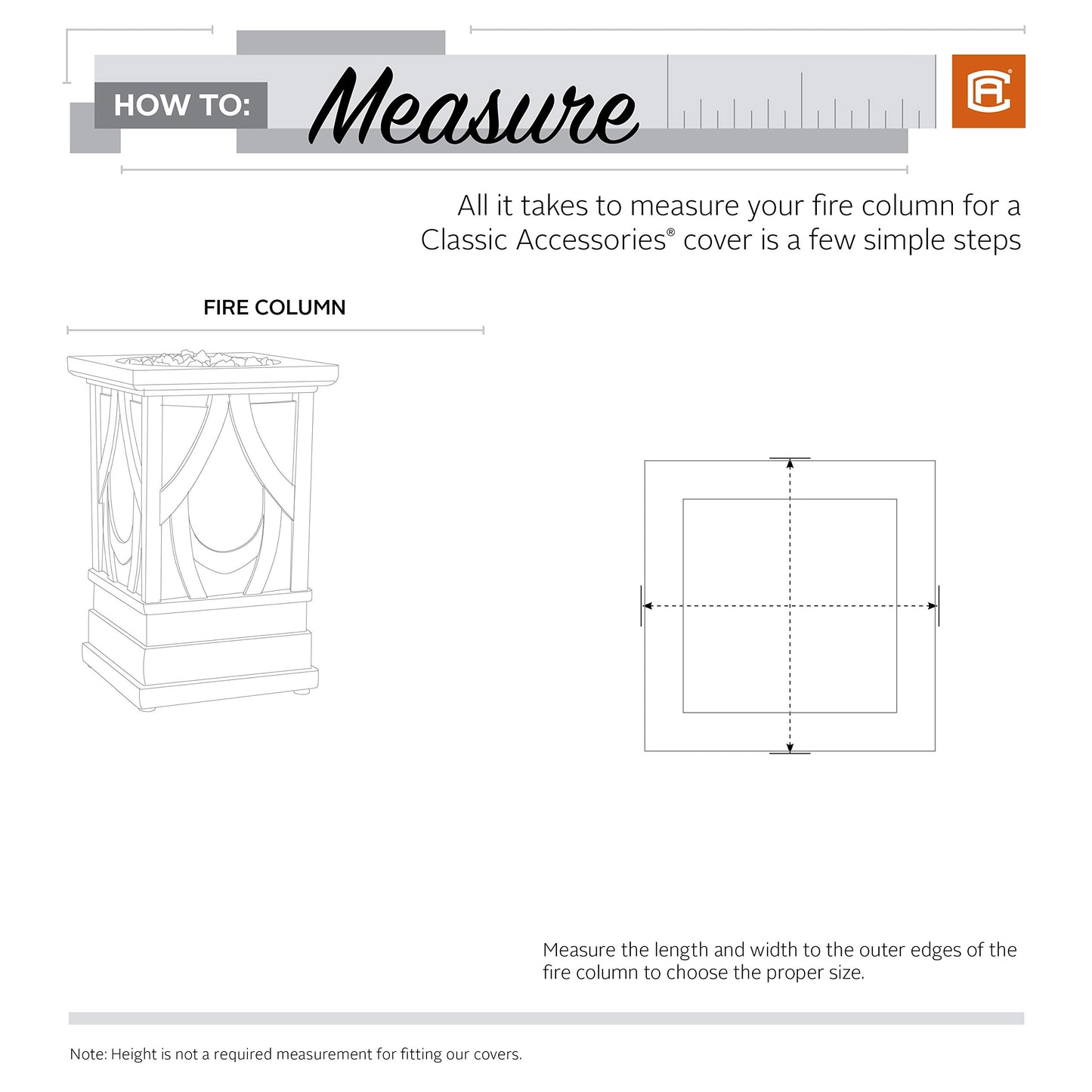 Classic Accessories Veranda Square Patio Fire Column Cover, Pebble