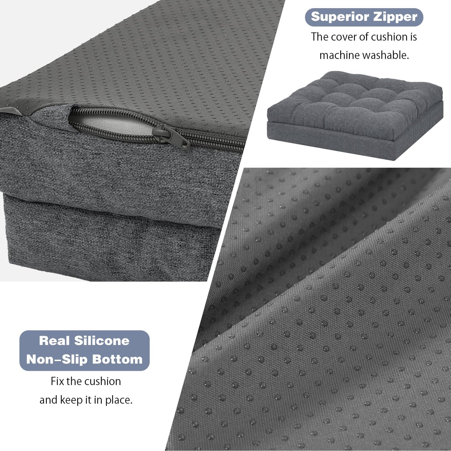 baibu Recliner Cushions for Elderly, 20x20x5In Thick Dual-Layer Patent Design Memory Foam Seat Cushions for Couches, Armchair, Wheelchair for Easy to Stand Up & Reduce Hip & Lumbar Pain, Dark Grey, 1P