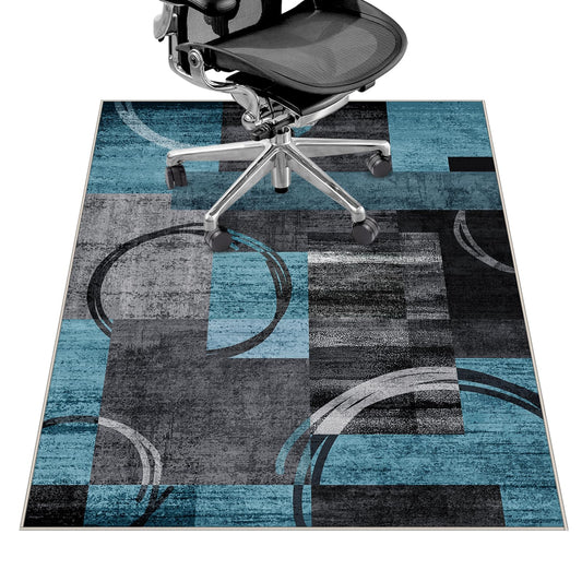 Office Chair Mat for Hardwood Floor & Tile Floor, 36"X 48" Heavy Duty Desk Chair Mat for Hard Floors, Under Desk Rug for Rolling Computer Chair,Anti Slip,Low Pile Carpet Protector-Geo Blue Gray