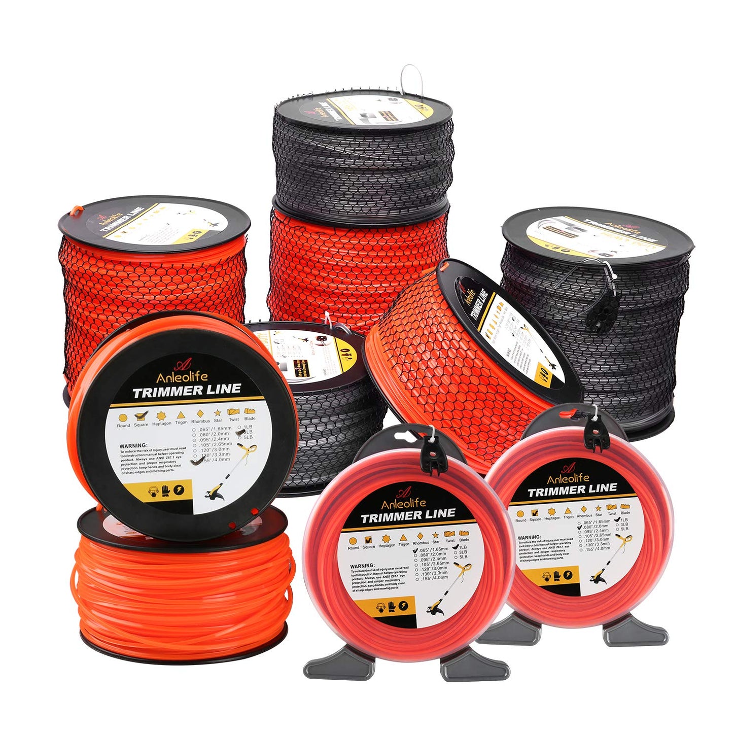 A ANLEOLIFE 3-Pound Commercial Square .155-Inch-by-280-ft String Trimmer Line in Spool,with Bonus Line Cutter, Orange