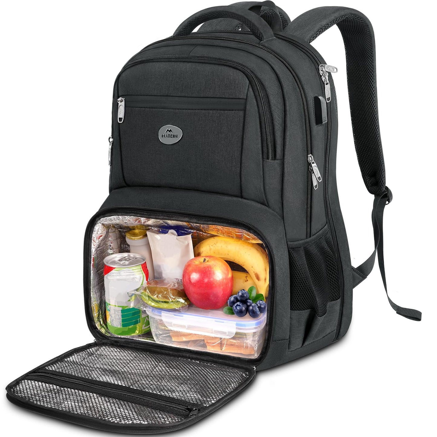MATEIN 17 Inch Laptop Backpack, TSA Large Travel Backpack with Lunch Box, Anti-Theft Work Business Carry On Backpack with USB Port, Water Resistant Sturdy College Computer Backpack for Men Women