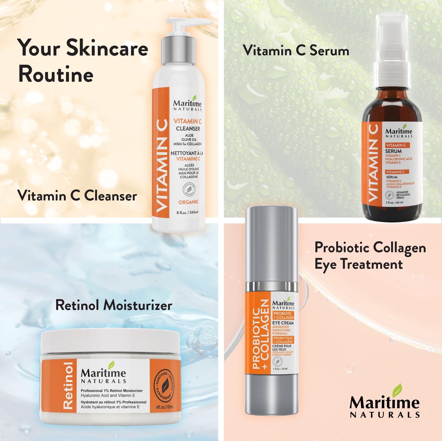 Maritime Naturals Retinol Moisturizer with Hyaluronic Acid & Vitamin E, Face Cream for Women and Men, Organic Ingredients (2 x 120ml) Born in Nova Scotia, Canada