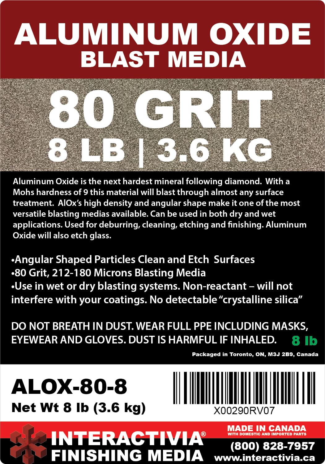 Aluminum Oxide #80-8 LBS - Medium to Fine Sand Blasting Abrasive Media for Blasting Cabinet or Blasting Guns.
