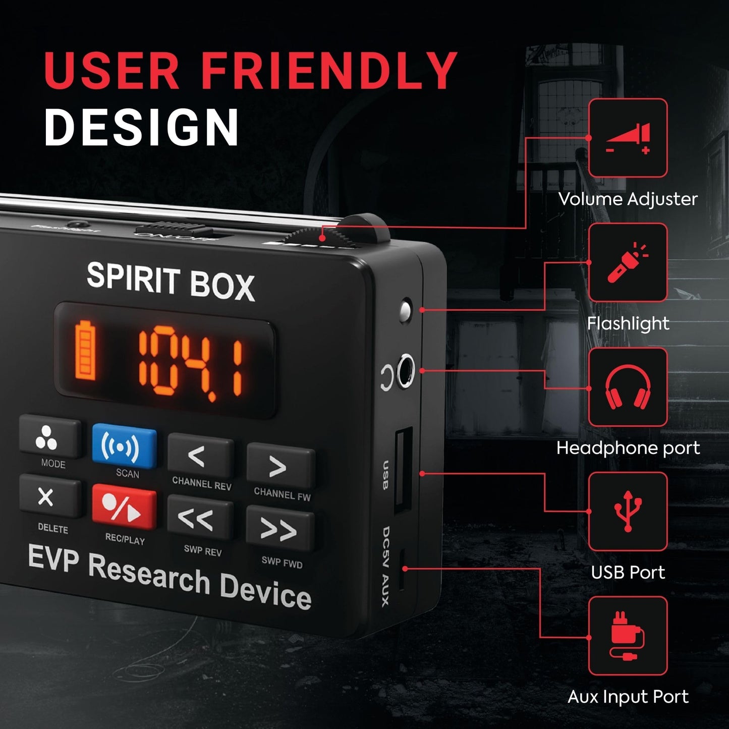 PARANORMIC Spirit Box Ghost Hunting Equipment — Handheld EVP Ghost Hunting Equipment Kit with 32 GB Micro SD & Integrated Flashlight — Paranormal Equipment Ghost Box for Scanning & Recording Spirits