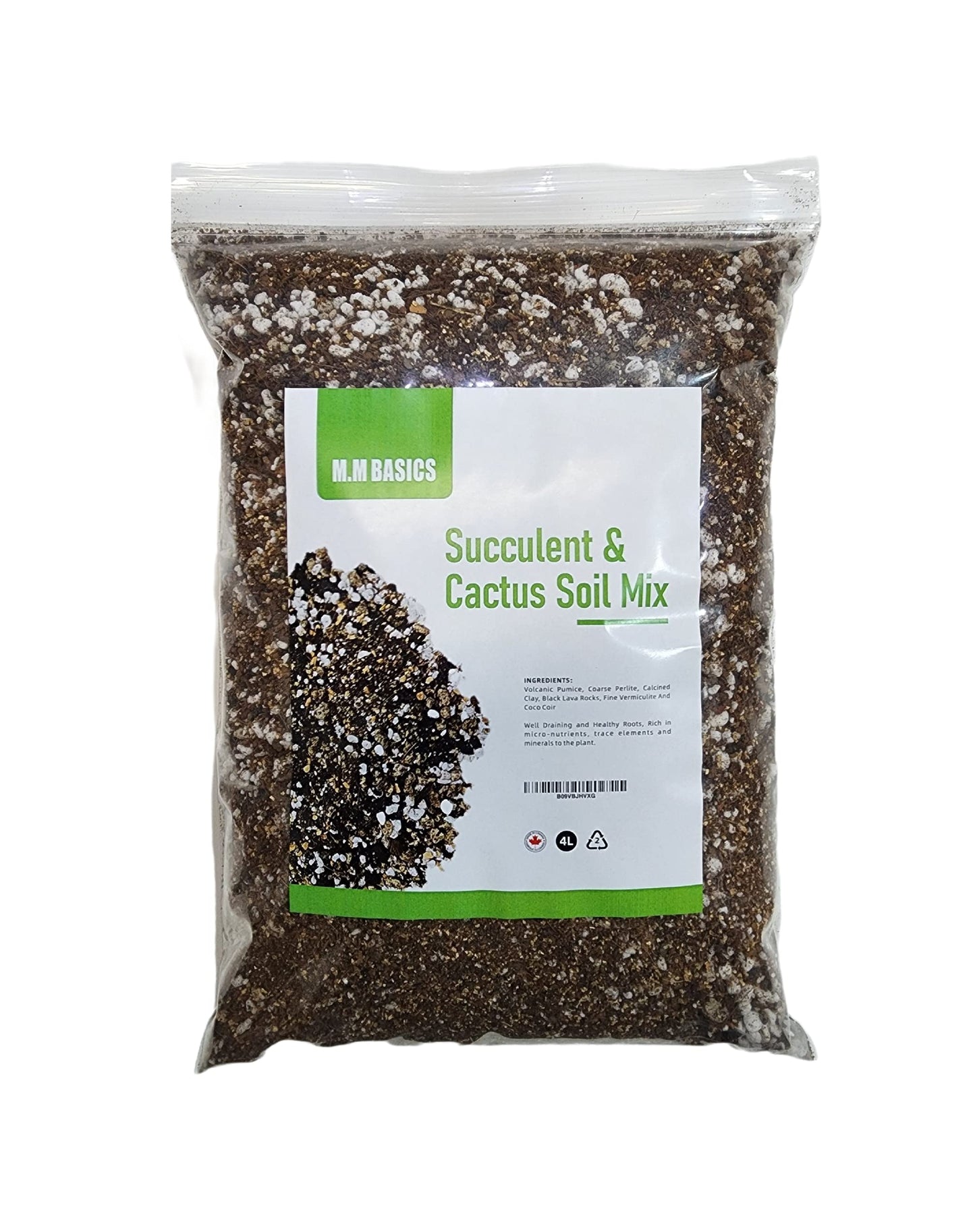 M.M BASICS Succulent Soil Mix/Cactus Soil, Mixed with Volcanic Pumice, Coarse Perlite, Calcined Clay, Black Lava Rocks, Fine Vermiculite and Coco Coir, Well-Draining and Healthy Roots, (4 litres)