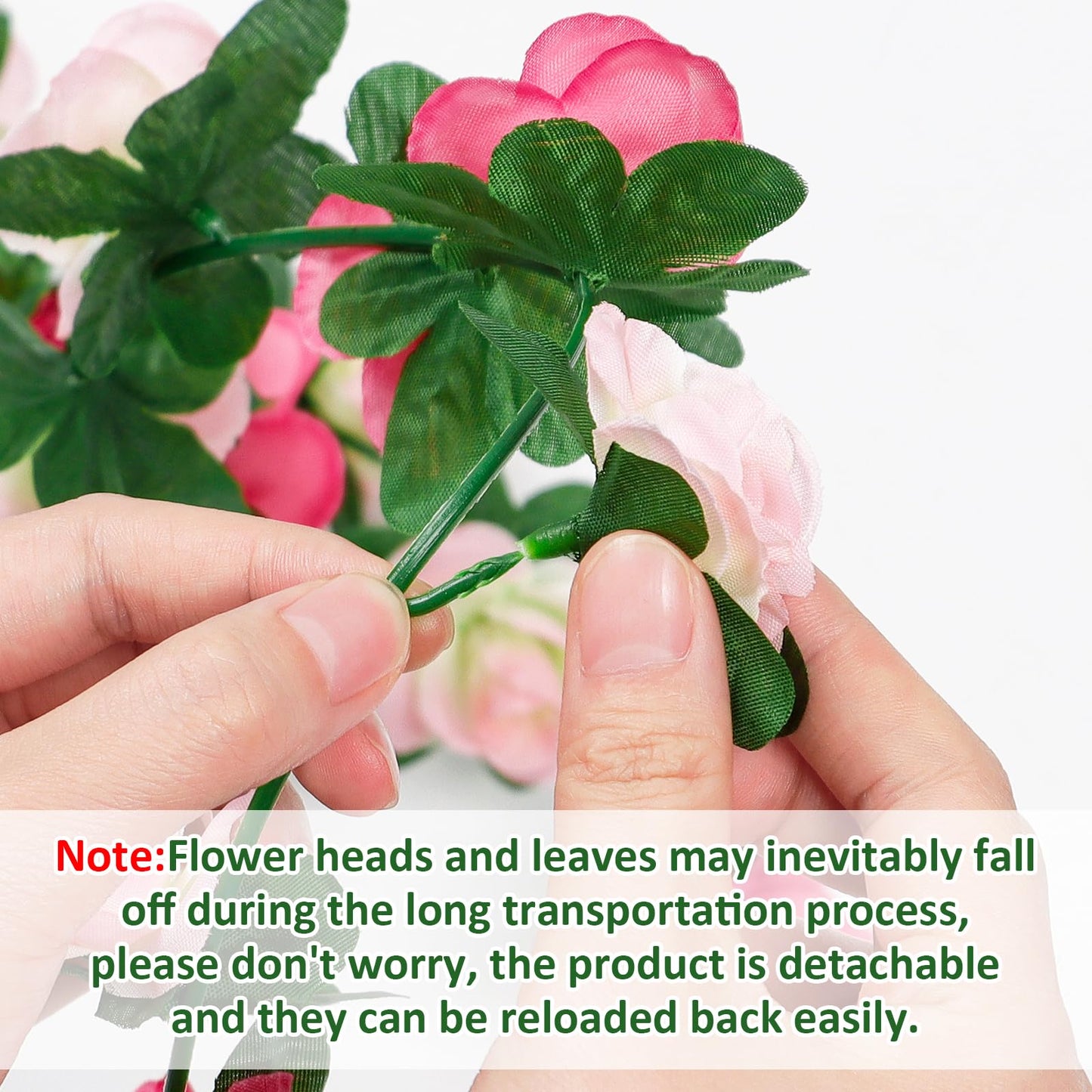KHOYIME 8 Pack 64 FT Artificial Flower Garland, Fake Pink Roses Vines Silk Flowers Faux Plastic Outdoor Hanging Floral Ivy Garland Decoration for Wedding Arch Bedroom Home Wall Backdrop Room Decor