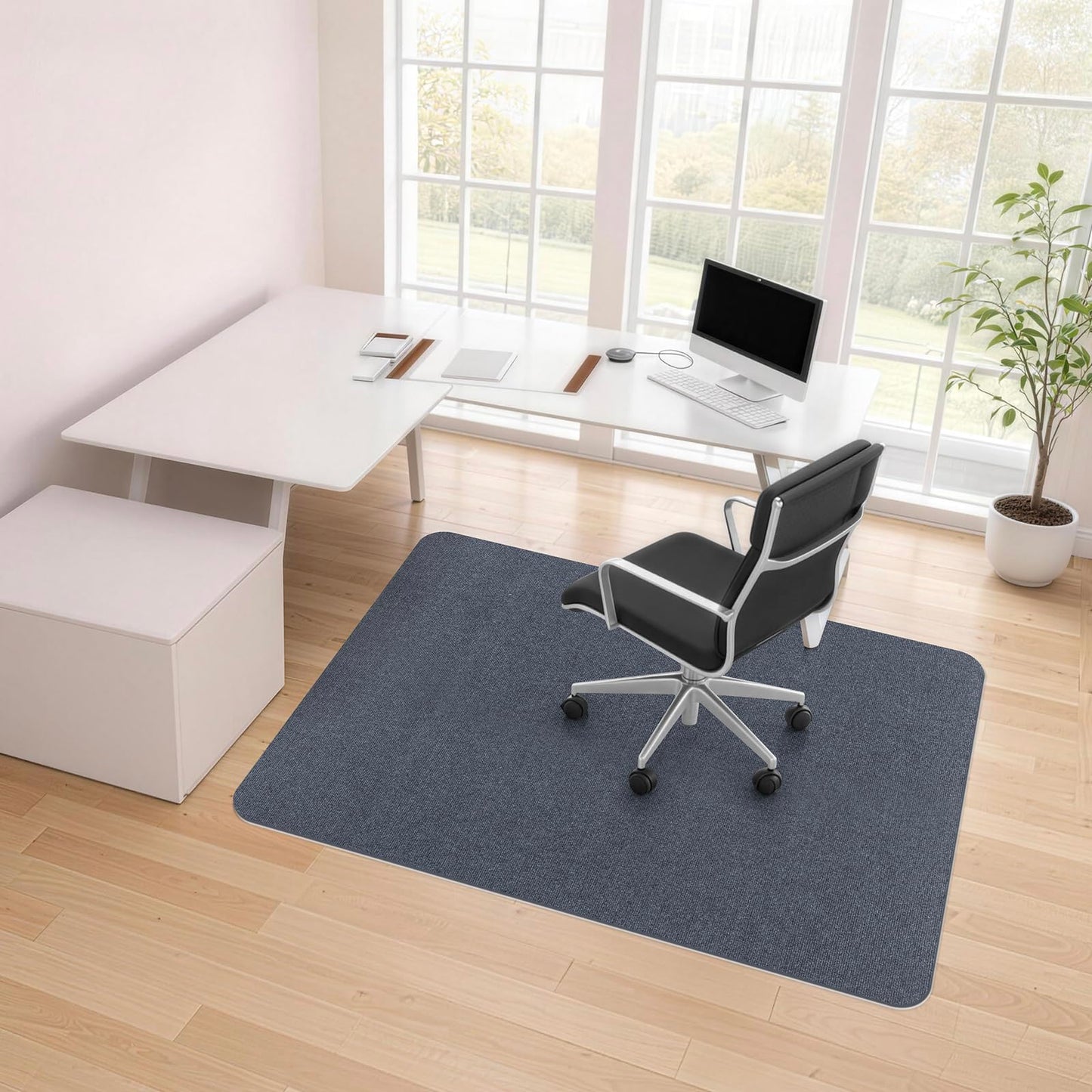 SHIEN Office & Gaming Chair Mat 100 X 140cm - PVC Carpet Floor Mat Non Slip, Desk Chair Floor Protector Rug Pad, Indoor Computer Chair Mat for Hardwood Floors & Home Office Use (Dark Grey, 100*140cm)