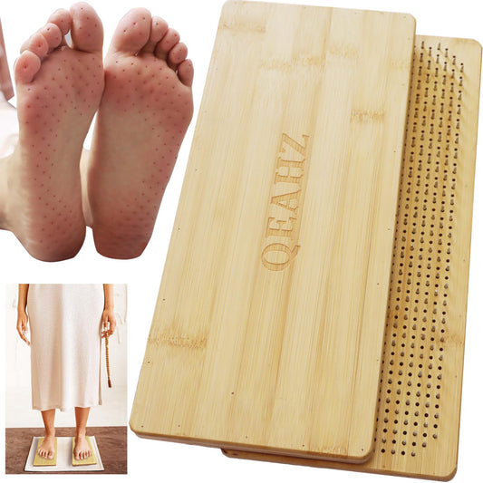 QEAHZ Sadhu Board for Beginners,Nail Boards for feet, Wooden Yoga Board for Acupressure and Meditation, Acupuncture Foot Massage- 8mm, Large Size