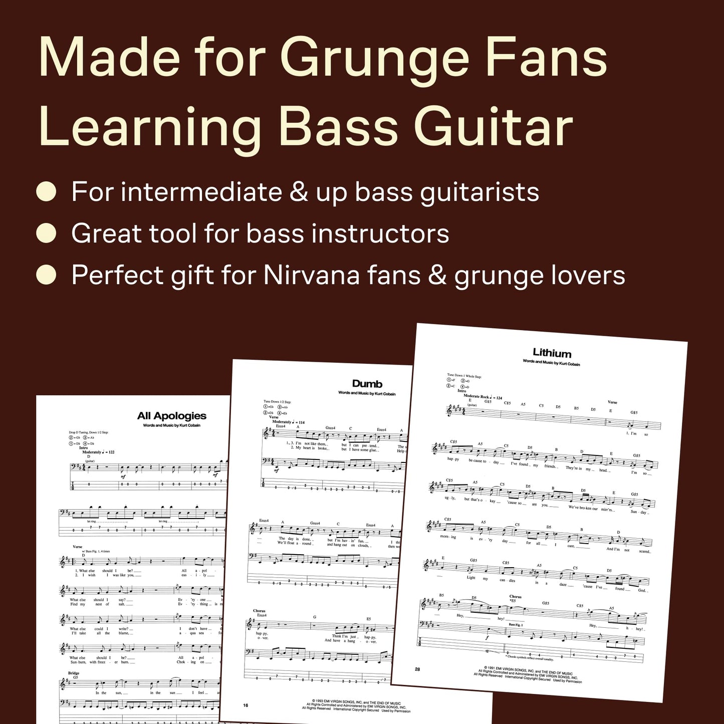 Nirvana - The Bass Guitar Collection | Hal Leonard Sheet Music Songbook with Note-for-Note Bass Transcriptions and Tablature | 18 Classic Grunge and Rock Songs for Bass Players