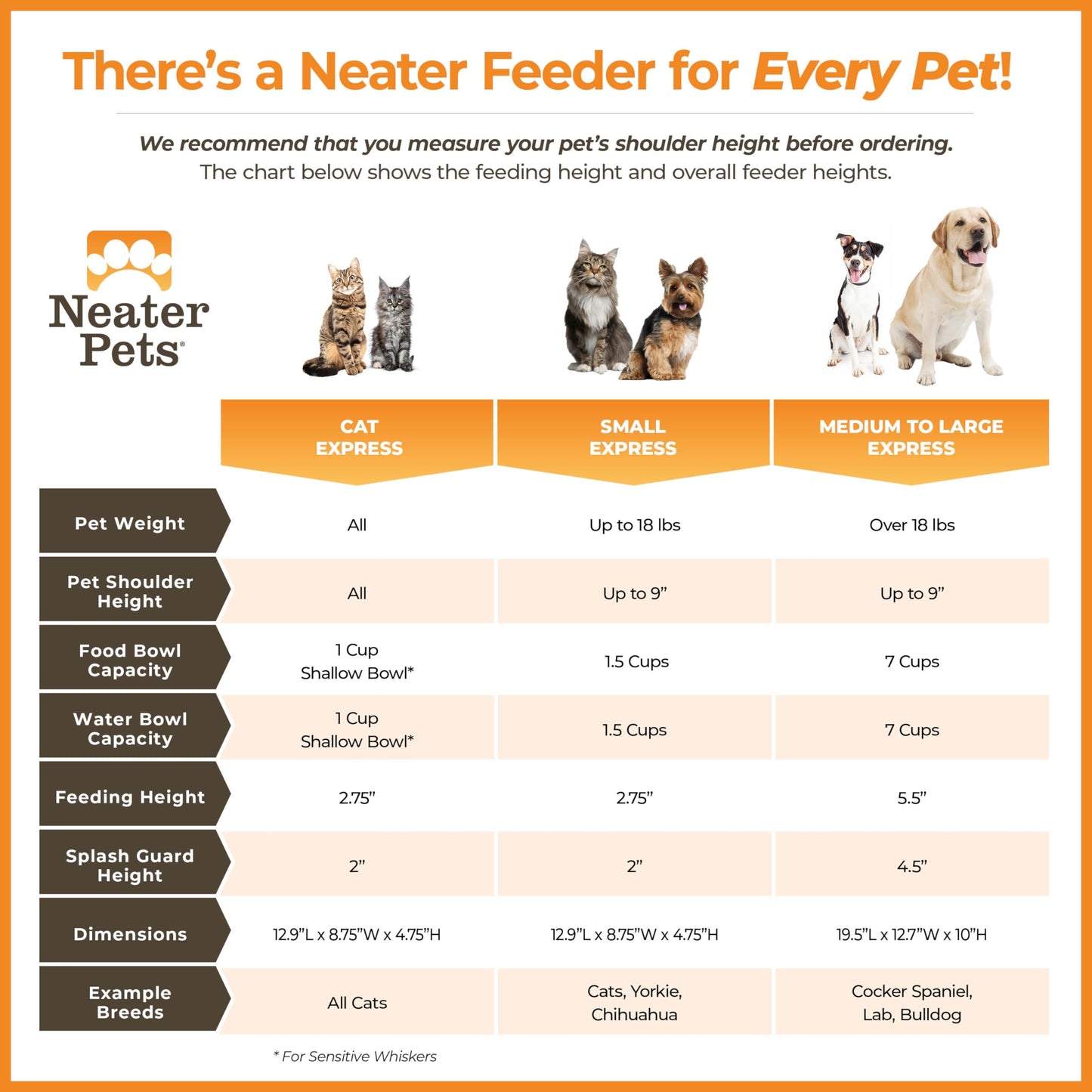 Neater Feeder Express for Cats - Mess Proof Pet Feeder with Stainless Steel Food & Water Bowls - Drip Proof, Non-Tip, and Non-Slip - Gunmetal Grey