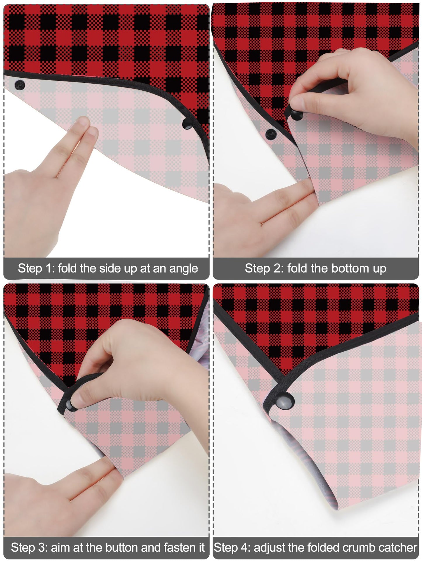 10 Pcs Adult Bib for Eating Washable Waterproof Clothing Protector with Crumb Catcher Reusable Large Bibs for Men Elderly Women Senior, Assorted Plaid Patterns