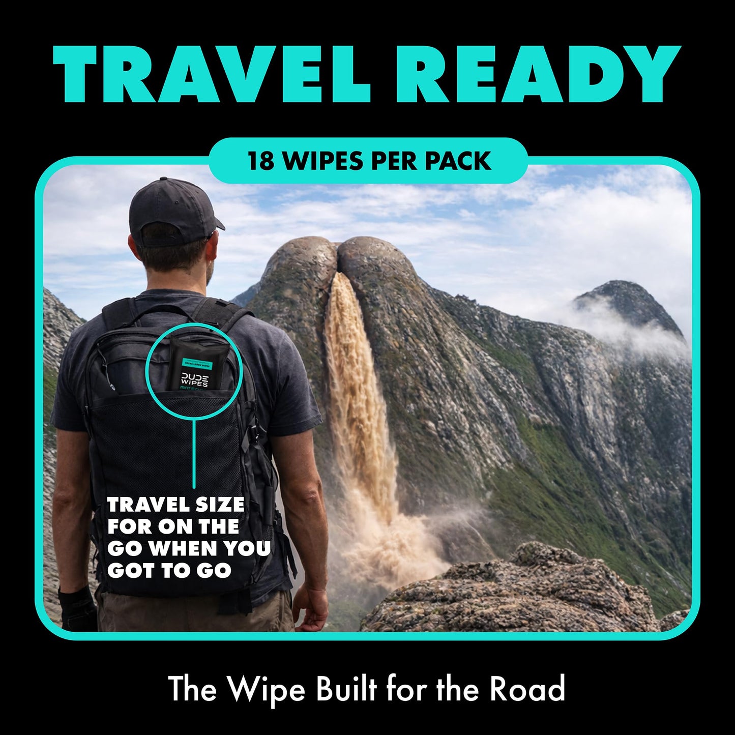 DUDE Wipes - Flushable Wipes Travel Pack - 6 Pack, 108 Wipes - Mint Chill Extra-Large Adult Wet Wipes - Vitamin-E, Aloe Vera, Eucalyptus, and Tea Tree Oils - Septic and Sewer Safe Butt Wipes