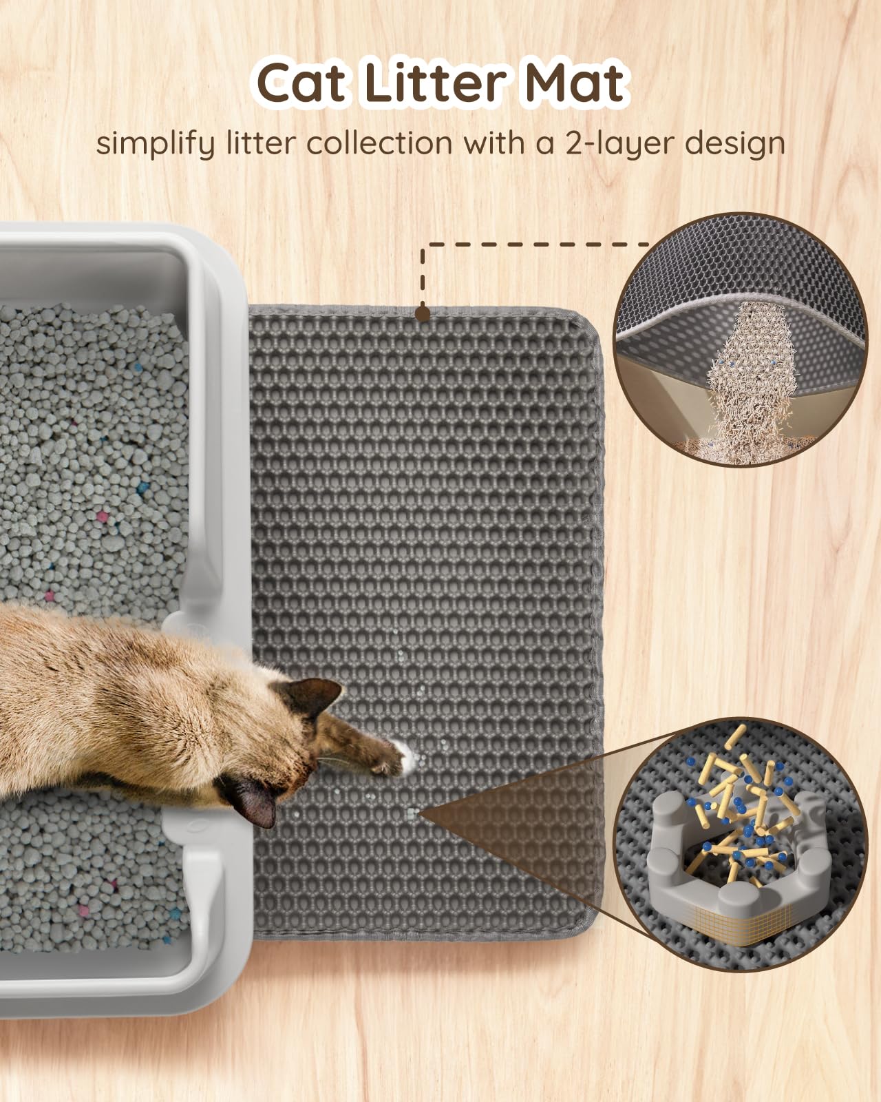 Stainless Steel Cat Litter Box with Lid - Papettly Stainless Steel Litter Box with High Sided, Metal Cat Litter Box with Double Layer Litter Mat, Scoop, Brush, Easy Cleaning & Anti-Leakage, 20"x14"