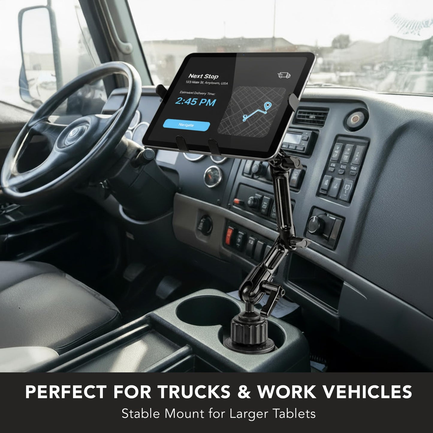 Mount-It! Premium Cup Holder Tablet Mount for Cars - Tablet ELD Mount - Heavy Duty Aluminum Tablet Mount for iPad 7, Galaxy Tab, & Fire Tablets (MI-7320)