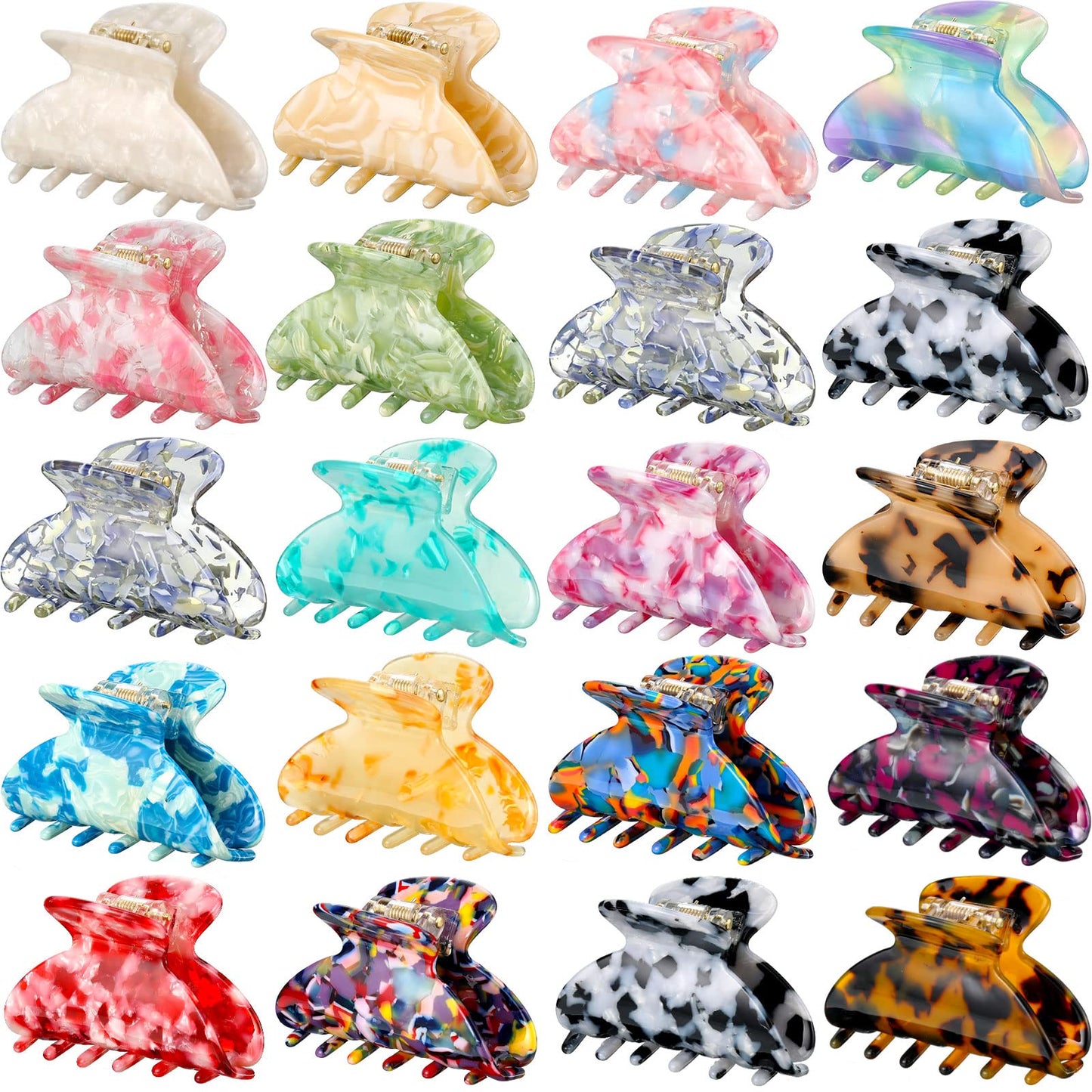 18 Pcs Hair Claw Clips Medium 2.6 Inch Tortoise Shell Hair Clips Banana Jaw Clips Celluloid French Design Barrettes Leopard Print Clip Accessories for Women Girls Hair Jaw Clip, Assorted Styles