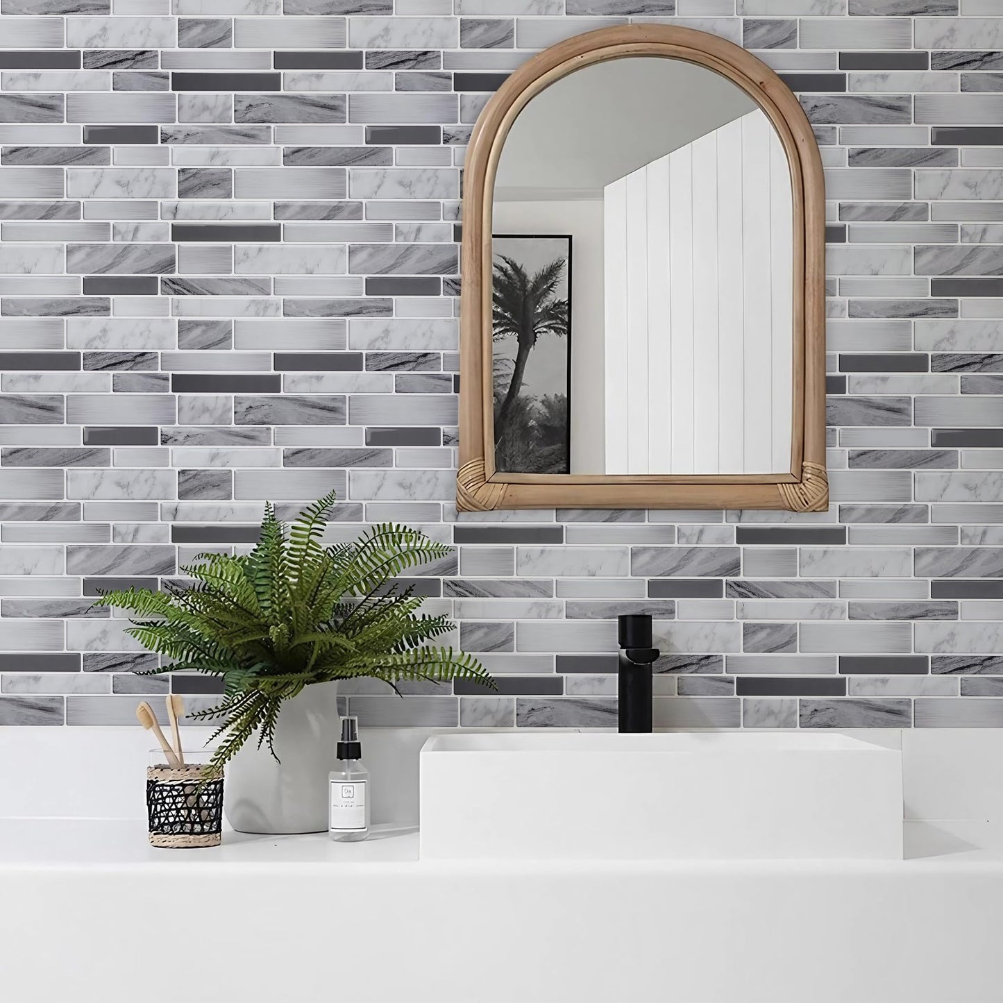 Vamos Tile 10-Sheet Peel and Stick Tile Backsplash,12"x12" Premium Kitchen Backsplash Peel and Stick Tile (Grey)