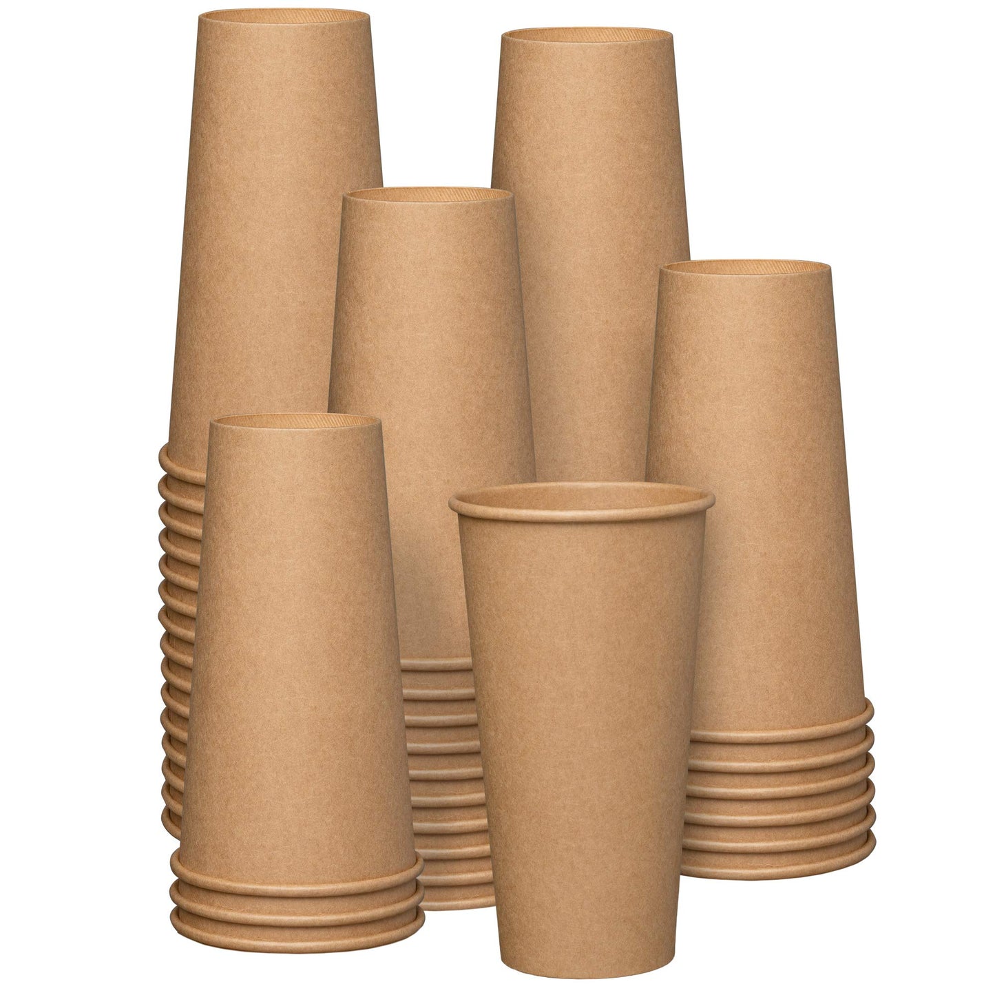 GUSTO [20 oz. - 100 Count] Kraft Disposable Paper Cups, Hot Coffee Cups Brown Unbleached - Eco-Friendly Cups - Formerly Comfy Package