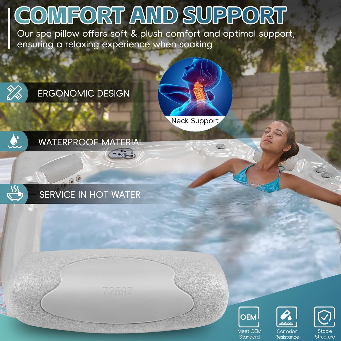 Sunluway 72597 Hot Tub Head Rest Pillows- 4 Pack