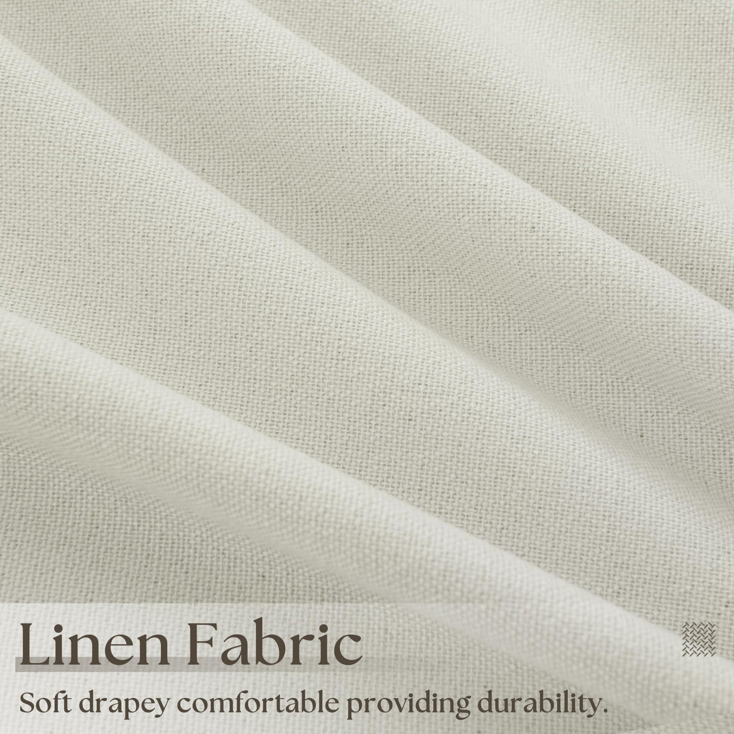 Black Out Linen Curtains for Bedroom 96 Inches Long Pleated Back Tab Rod Pocket Living Room Drapes Thermal Insulated with White Backing Blackout Linen Curtains 2 Panels Set 52x96 Inches White Ivory