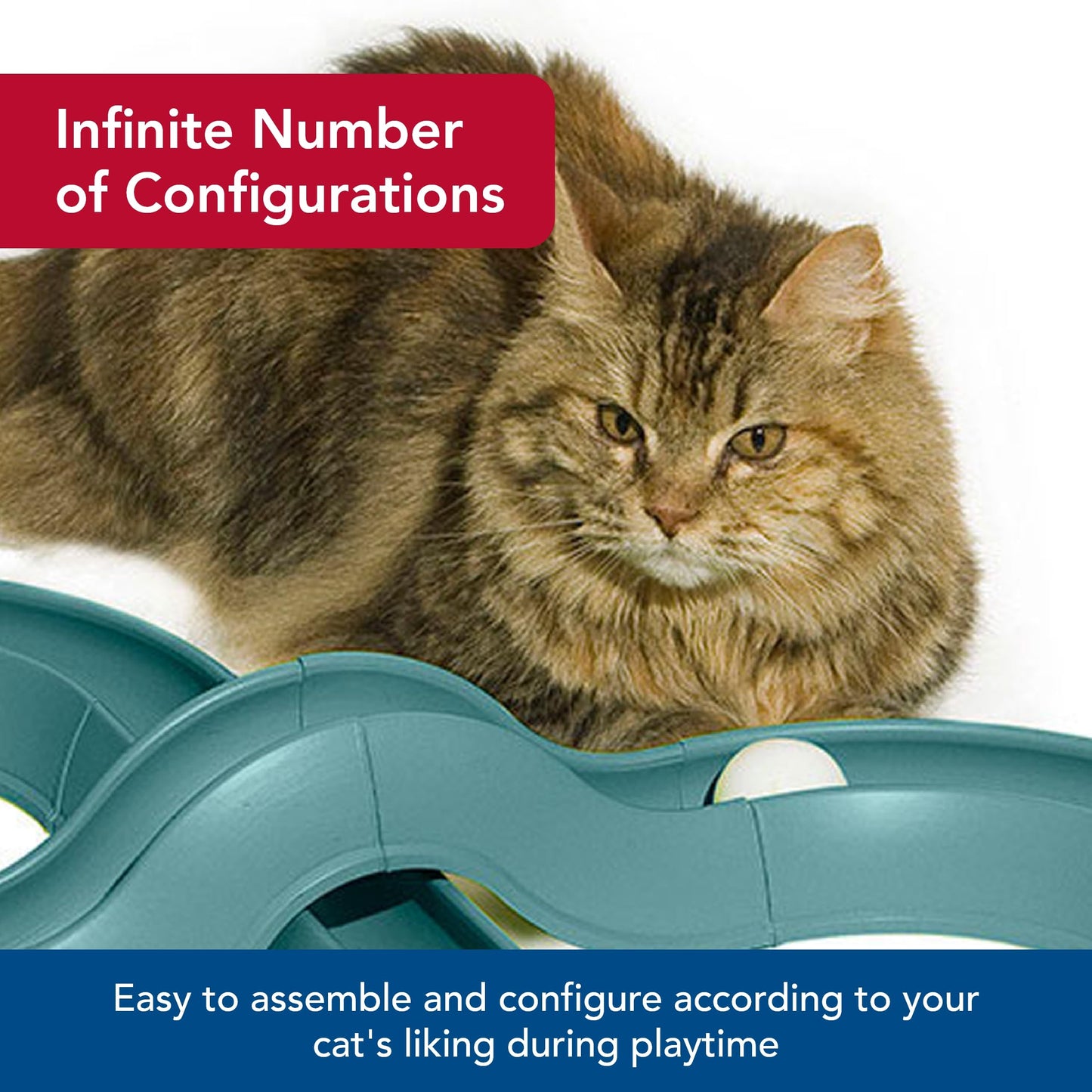 Coastal Pet Turbo Track Cat Toy - Cat Ball Toy & Racetrack - Easy Assembly - Slate Blue (1 Pack)