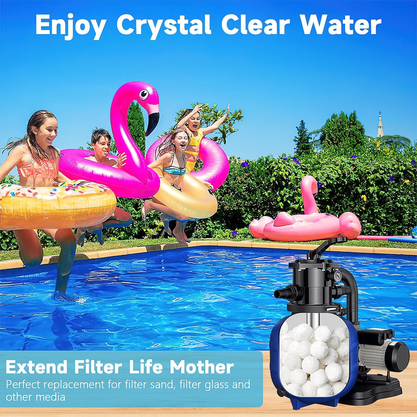 4.6 lbs Pool Filter Balls, Reusable Eco-Friendly Pool Sand Filter Replacement Fiber Filters Balls Swimming Pool Accessories for Swimming Pool Aquarium Filter Pump Fish Tank Sand Filters