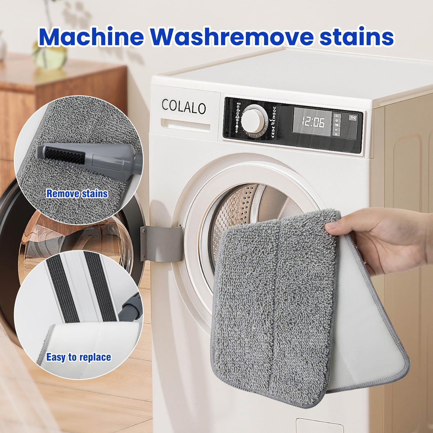 Large 60 inch Microfiber Flat Mop for Floor Cleaning - Wet & Dry with 4 Washable Pads, 360° Rotatable Head for Hardwood, Vinyl, Tile