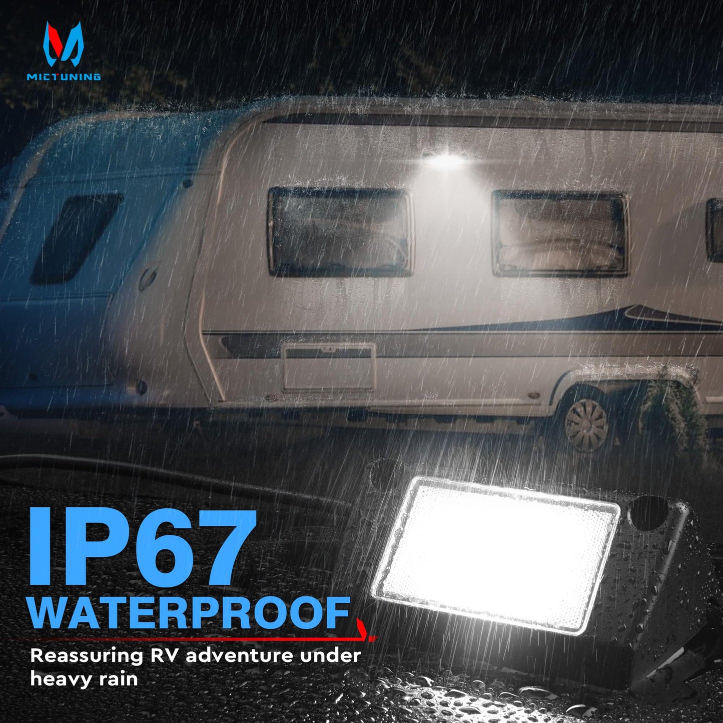 MICTUNING LED RV Exterior Porch Utility Light Waterproof 10-30V DC Low Current 5" Lighting Fixture 45W 2000LM Aluminum Base led Scene Lighting for RV, Trailer, Camper-2 Pack (6000K Nature White)