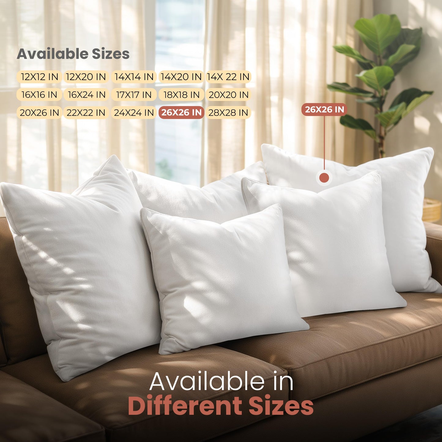 Utopia Bedding Throw Pillows Insert (Pack of 2, White) - 26 x 26 Inches Bed and Couch Pillows - Indoor Decorative Pillow