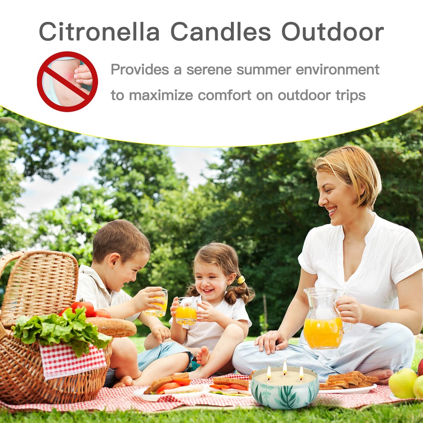 Citronella Candles Outdoor Indoor, Large Citronella Candles for Patio, 3 Pack 12oz Summer Candle Bulk for Home Scented Garden Yard Balcony Camping Party Decorative, 210 Hours Long Burning, 3 Wick