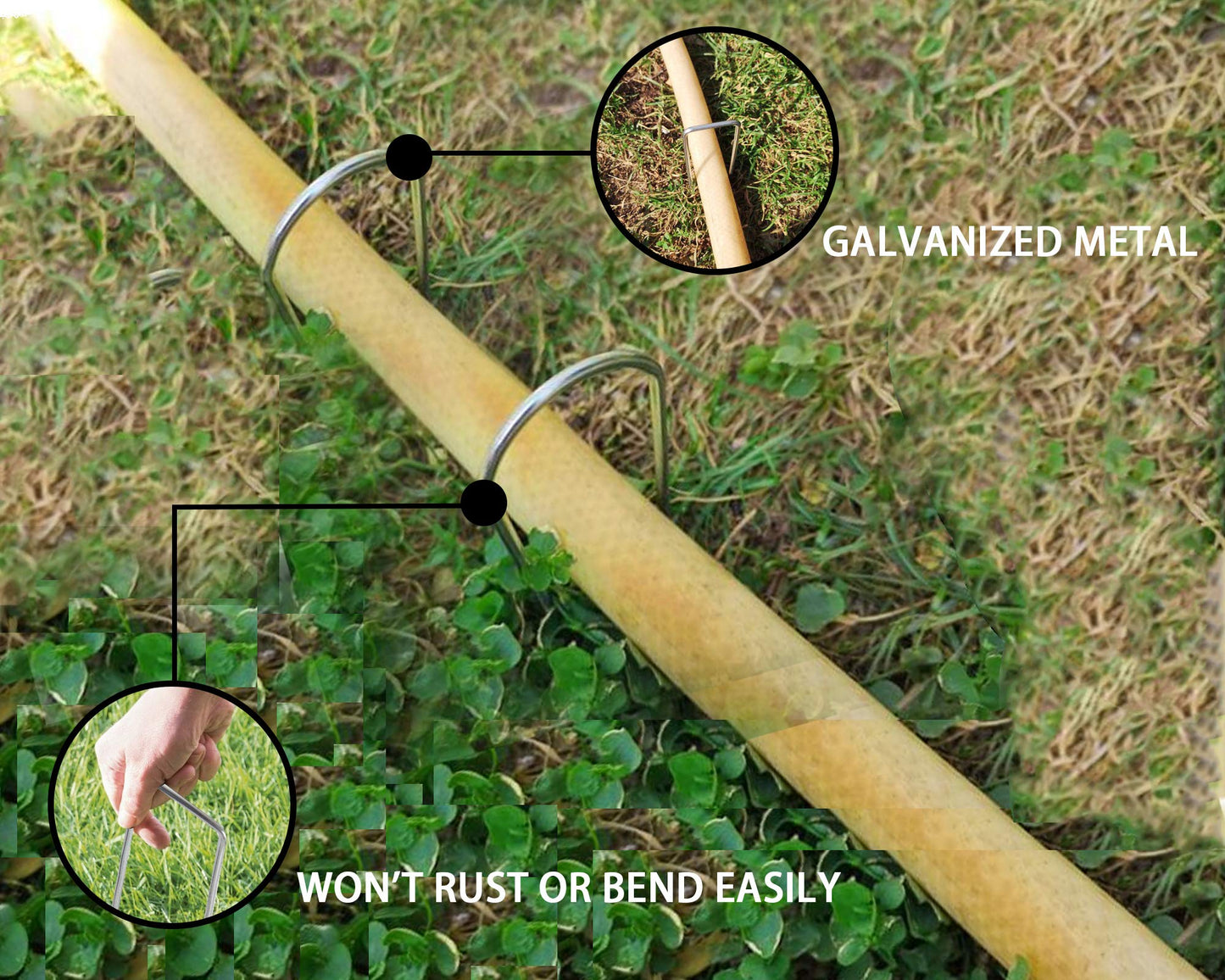 200 Pack 8 Inch Landscape Staples, Heavy Duty 11 Gauge Galvanized Steel Garden Stakes Staples Securing Pegs U-Shaped Pins for Securing Irrigation Tubing Fabric Weed Barrier Ground Sheets