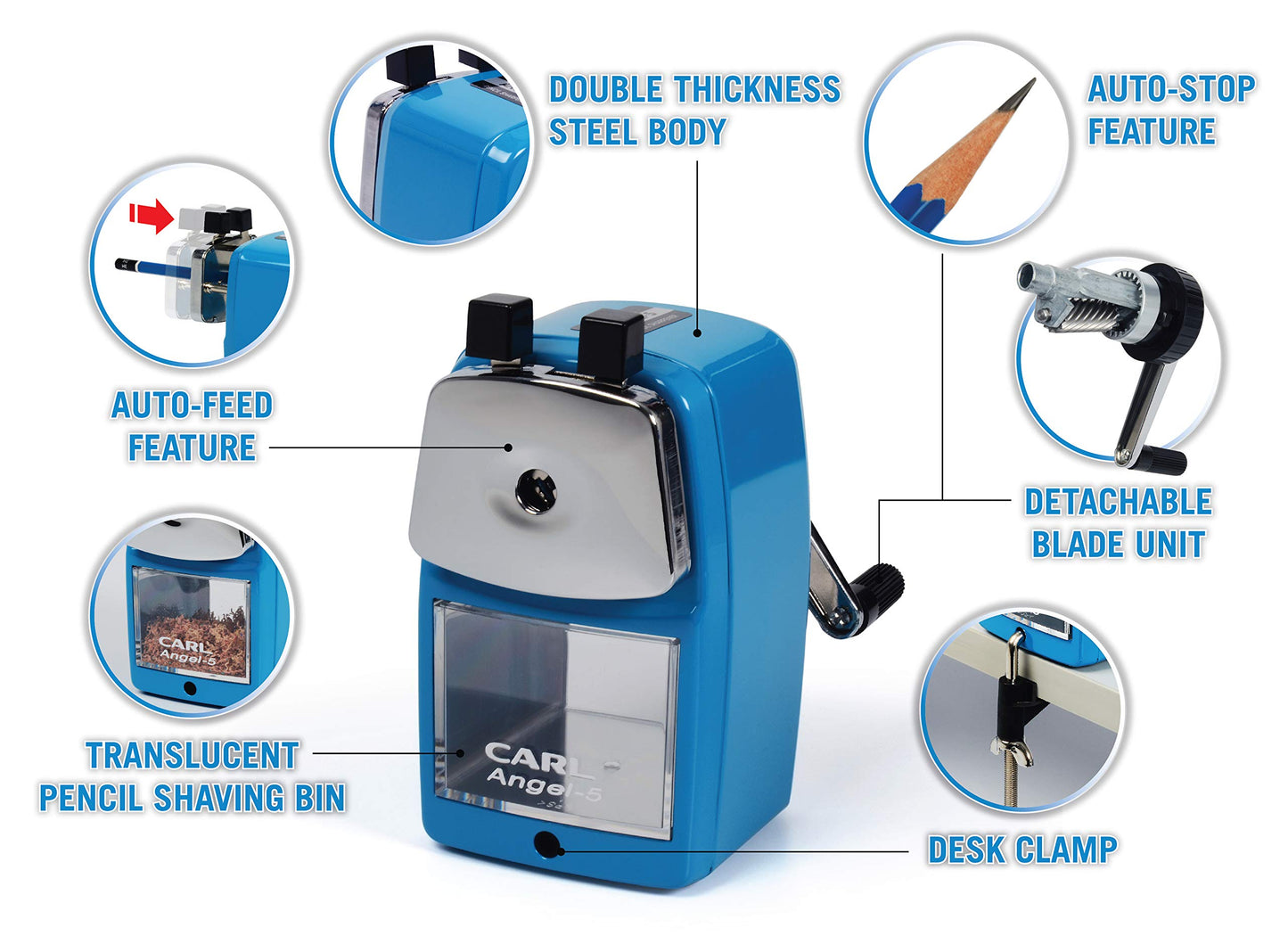 Carl Angel-5 Pencil Sharpener, Blue