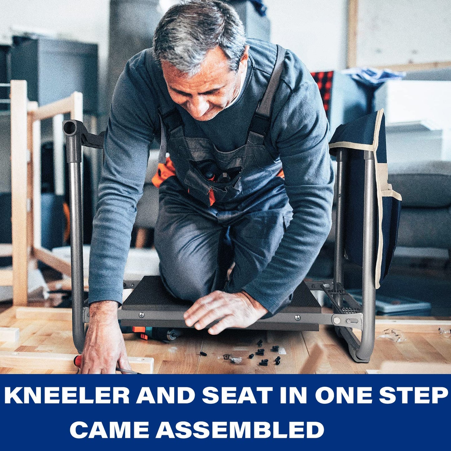 Aimerla Foldable Garden Kneeler Seat Heavy Duty [Upgraded Widened Thick Kneeling Pad] Durable Garden Stool with Large Garden Tool Bags with Pockets - Portable Garden Bench Gardening Gifts for Parents